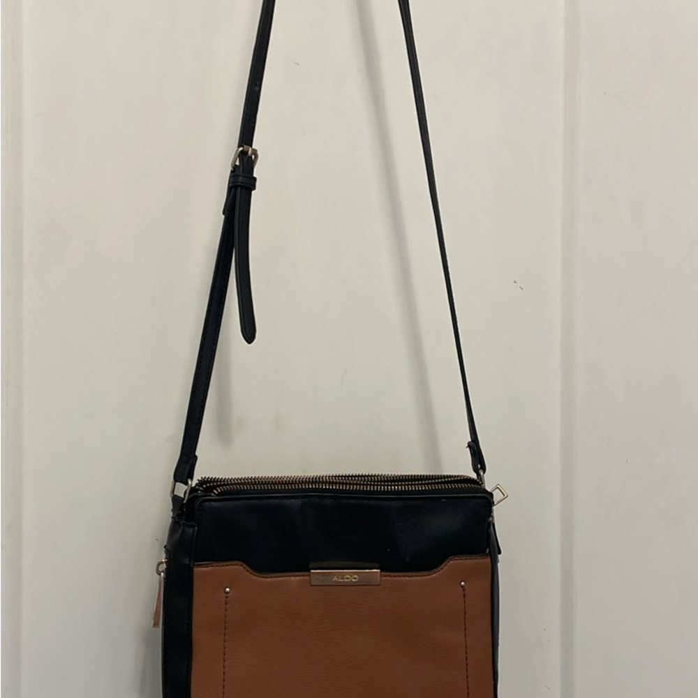 Aldo Elegant Black and Brown Crossbody Bag